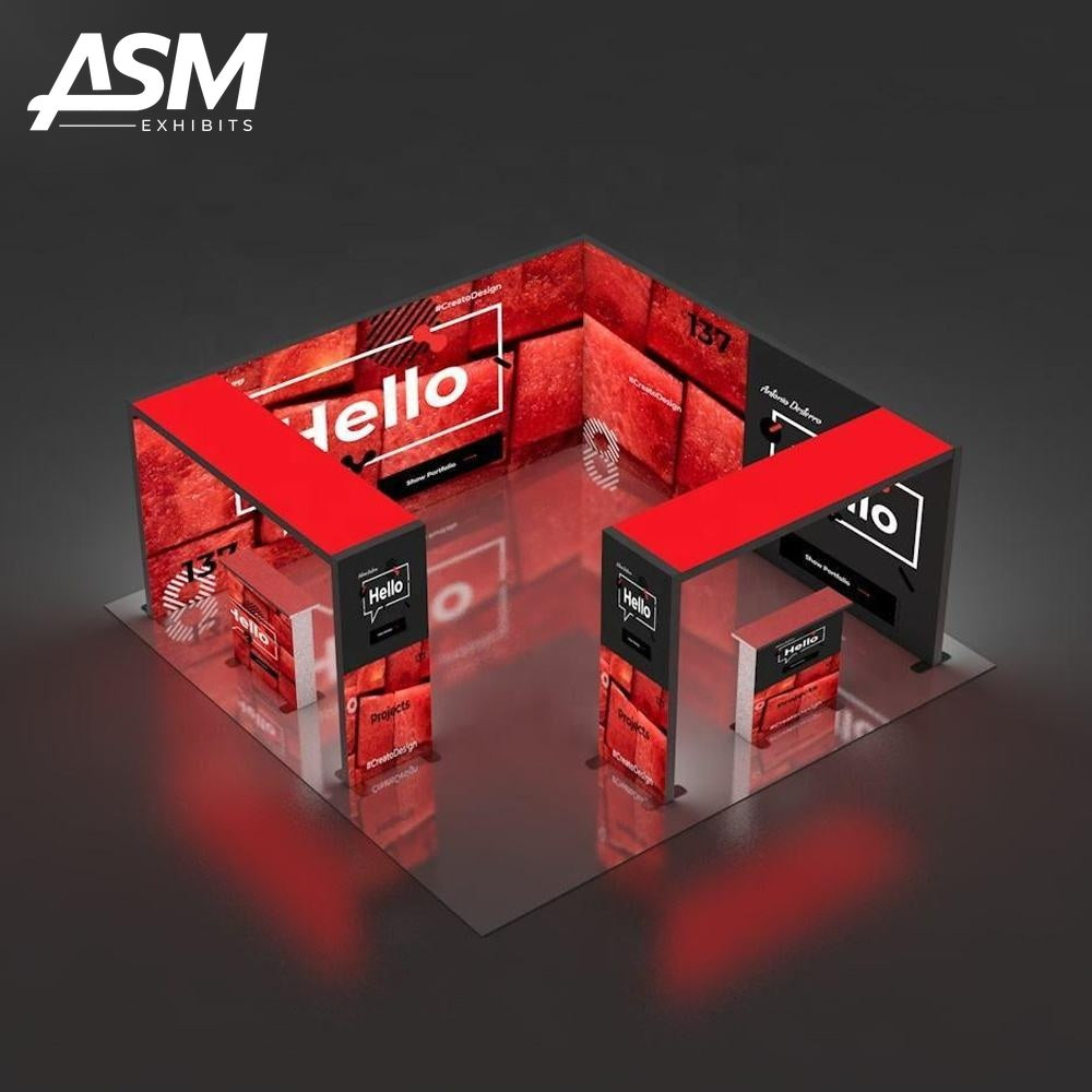 Custom 20x20ft LED SEG Modular Light Box Exhibition Booth – view 1