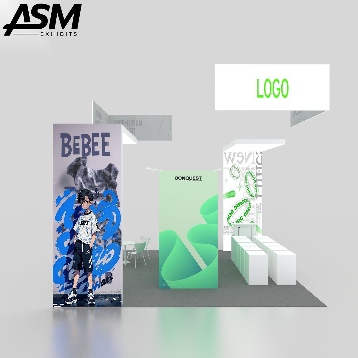 Custom 20x20 20x20ft booth – ft Fabric Aluminum Standard Exhibition Display Trade Show Booth – trade show display USA – image