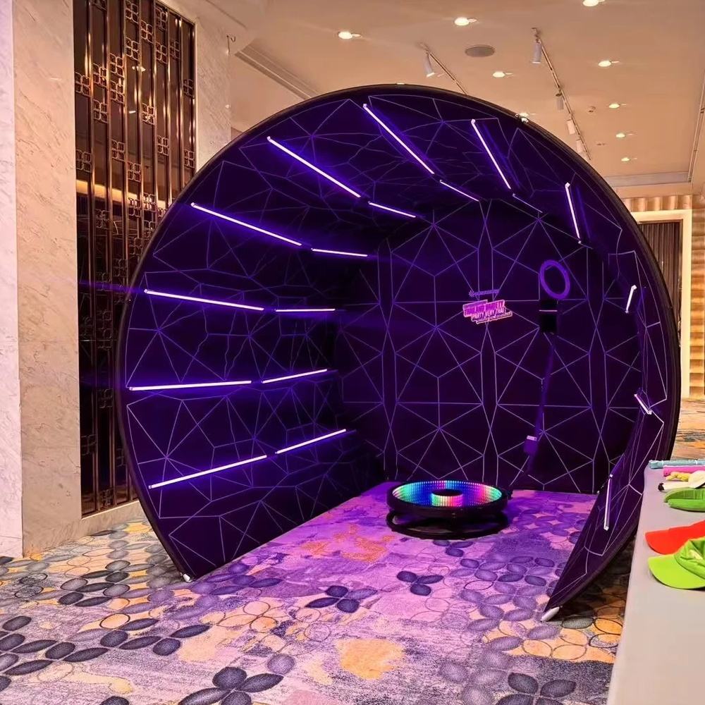 LED Curved 360 Photo Booth Enclosure – Portable Pillowcase Backdrop Wall – 360 Photo Booth Enclosure