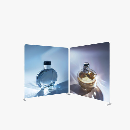 Pipe & Drape Tension Fabric Display – Trade Show Backdrop Stand – Style 18 – Tension Fabric Display