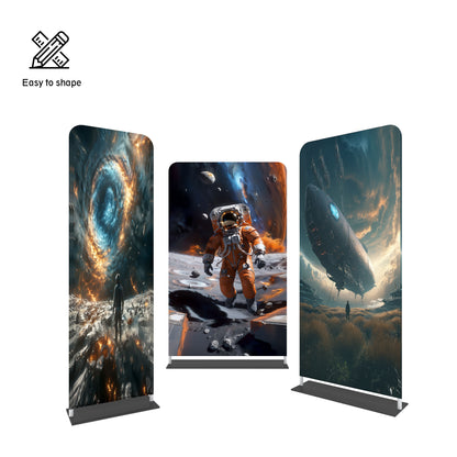 Pipe & Drape Tension Fabric Display – Trade Show Backdrop Stand – Style 18 – View 2