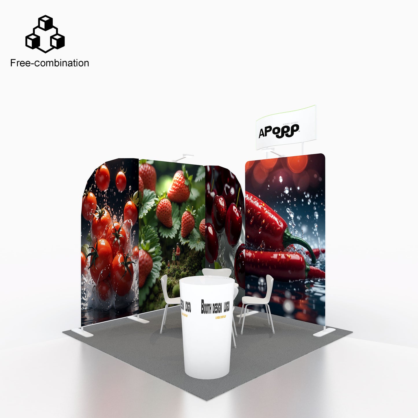 Pipe & Drape Tension Fabric Display – Trade Show Backdrop Stand – Style 18 – View 6