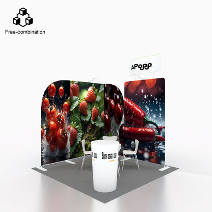 Pipe & Drape Tension Fabric Display – Trade Show Backdrop Stand – Style 18 – View 6