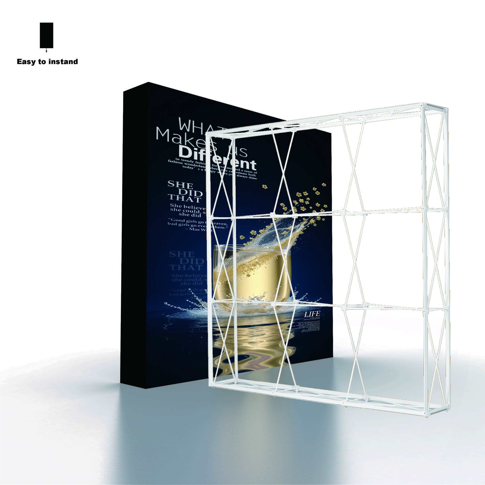 SEG Tension Fabric Pop-Up Banner Stand with LED Lights – Tool-Free Setup – View 4