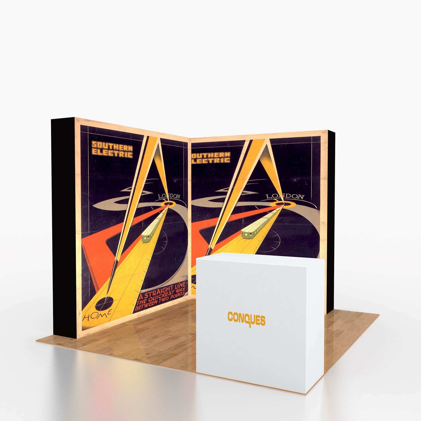 SEG Tension Fabric Pop-Up Banner Stand with LED Lights – Tool-Free Setup – Trade Show Display