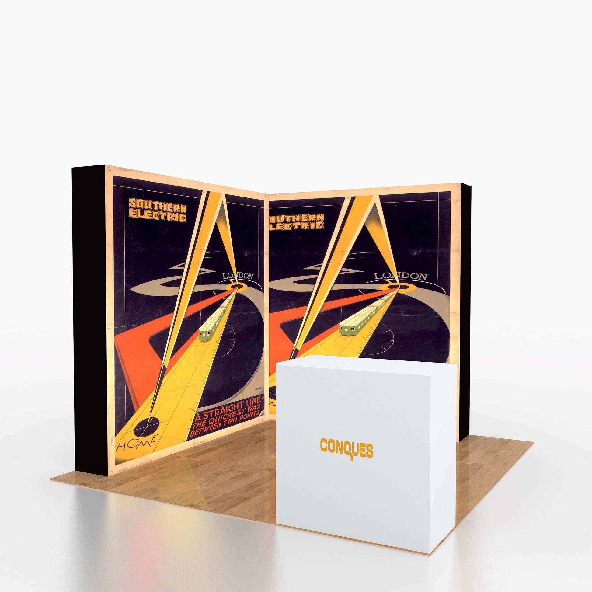 SEG Tension Fabric Pop-Up Banner Stand with LED Lights – Tool-Free Setup – Trade Show Display