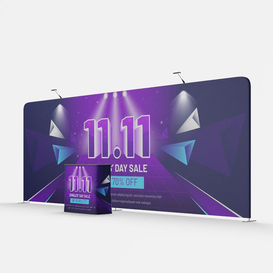 Large Exhibition Booth Display – 10x10 to 20x20ft Tension Fabric – Style 39 – Tension Fabric Display