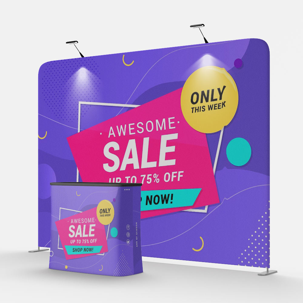 Double-Sided Tension Fabric Backdrop – Trade Show Display Stand – Style 33 – View 3